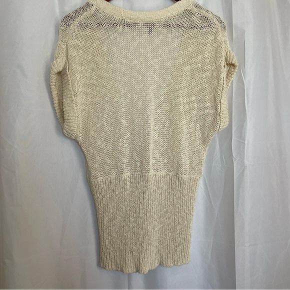 JASON MAXWELL Women’s Cream Short Sleeve V Neck Knit Cardigan Sweater Size Large - Picture 8 of 10